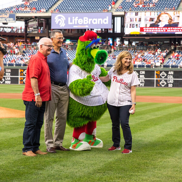 Penn President 2022 First Pitch at Philadelphia Phillies Game